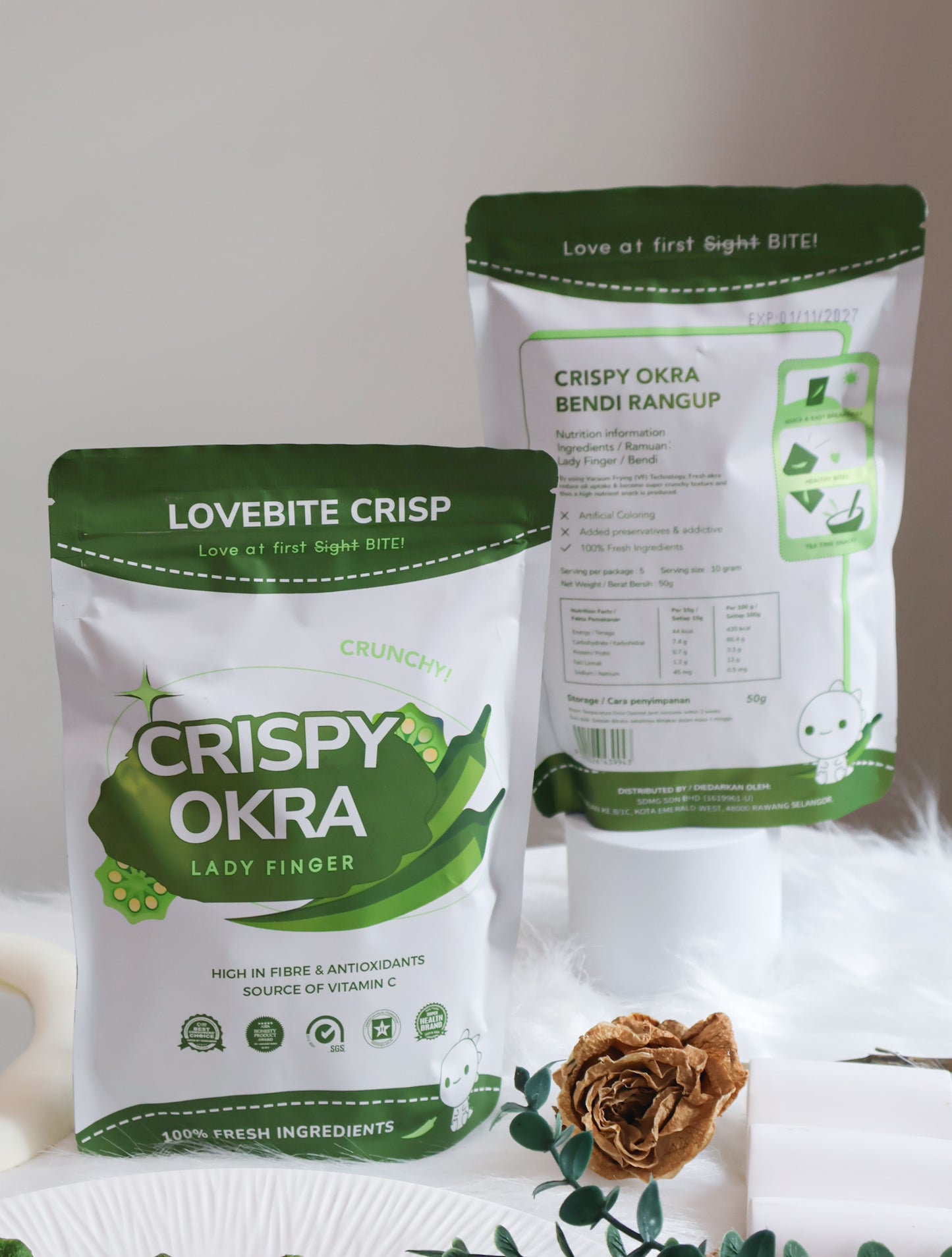 【50G】 Crispy Lady Fingers （Okra） ｜Vegetable series🫛