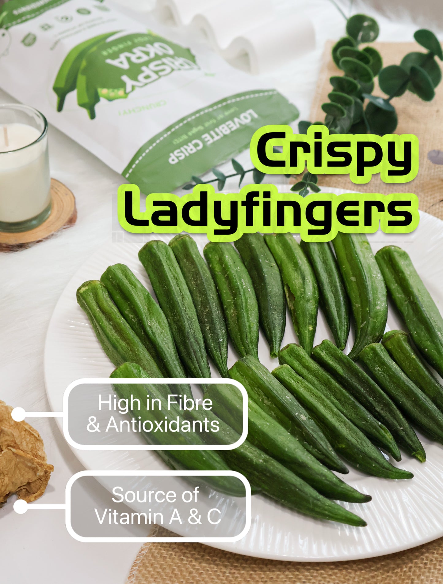 【50G】 Crispy Lady Fingers （Okra） ｜Vegetable series🫛